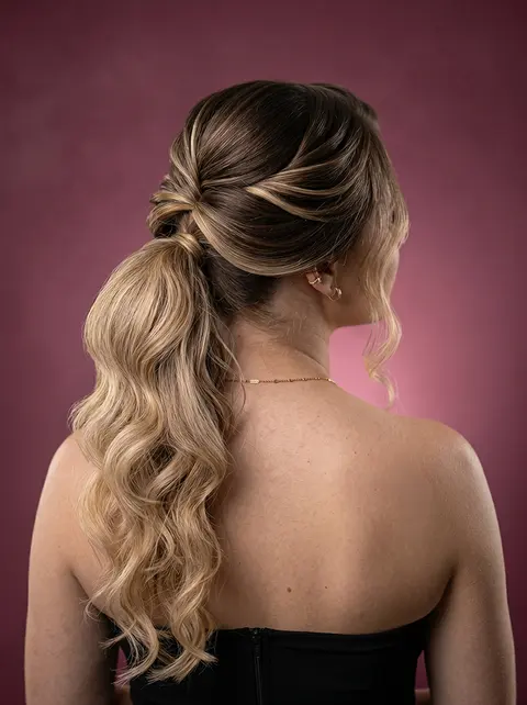 Rabo de cavalo com ondas, penteado da Amanda Giaretton