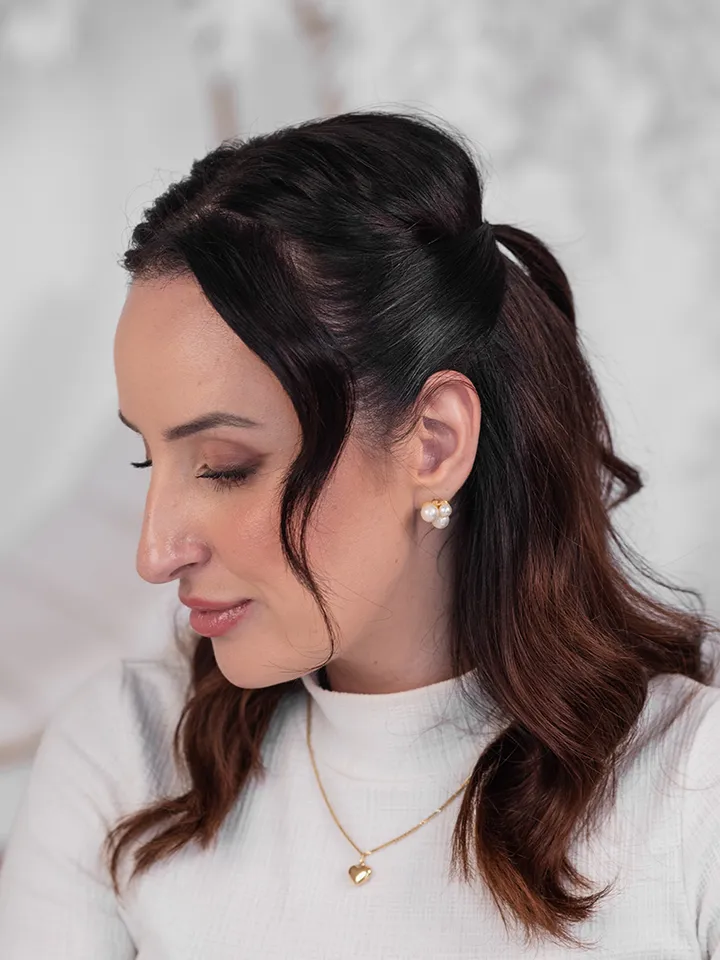 Semi preso, penteado do curso de Autopenteado da Amanda Giaretton