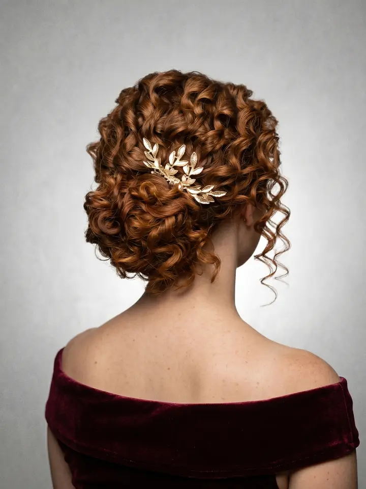 Coque para cabelo cacheado, penteado do curso de penteados profissionais da Amanda Giaretton