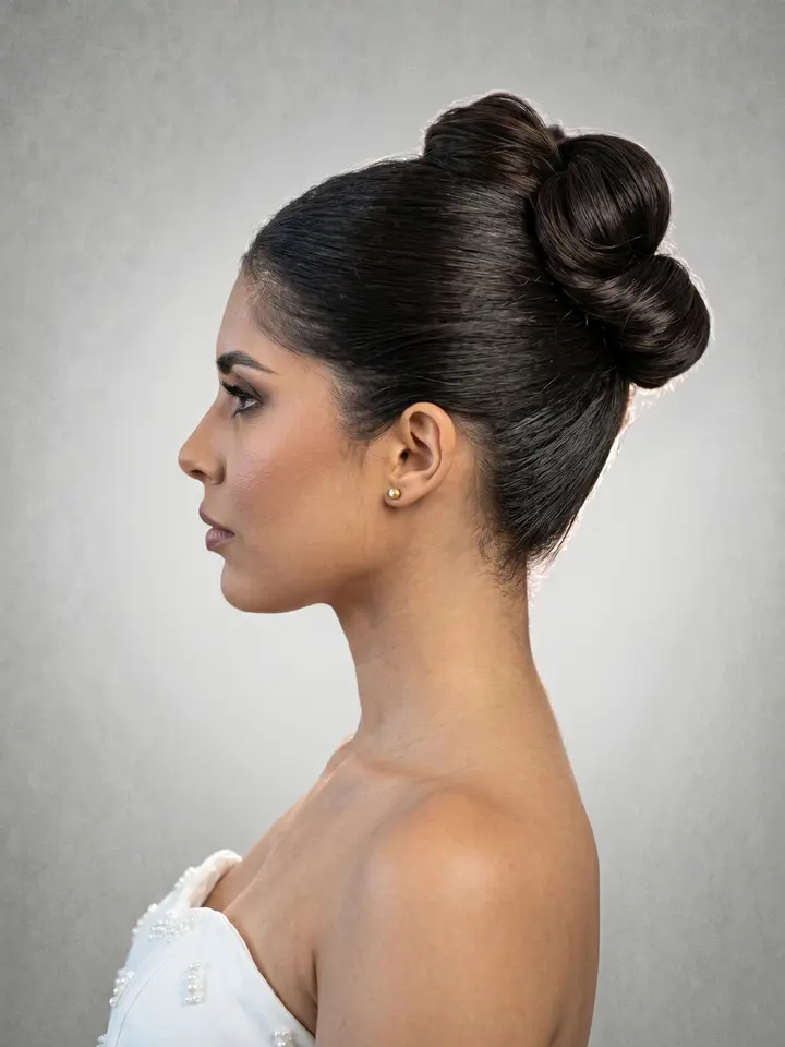 Coque médio clean, penteado do curso de penteados profissionais da Amanda Giaretton