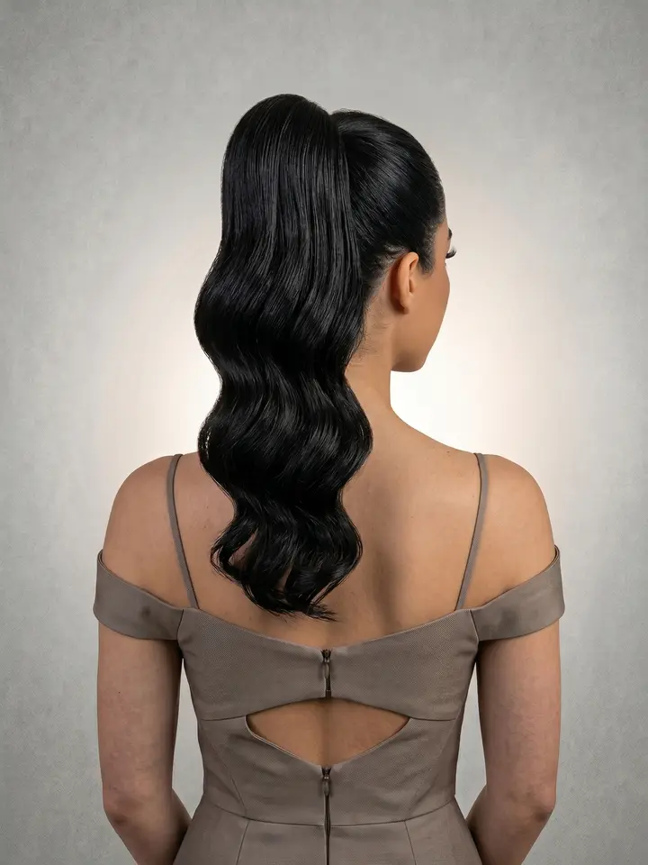 Rabo de cavalo alto clean, penteado do curso de penteados profissionais da Amanda Giaretton