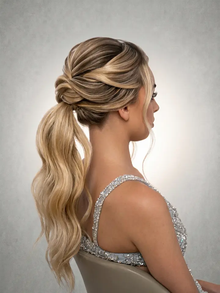 Rabo de cavalo com torção, penteado do curso de penteados profissionais da Amanda Giaretton
