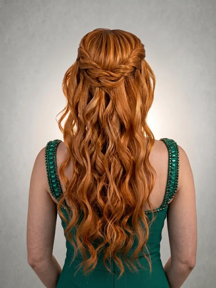 Semi preso com torção, penteado do curso de penteados profissionais da Amanda Giaretton