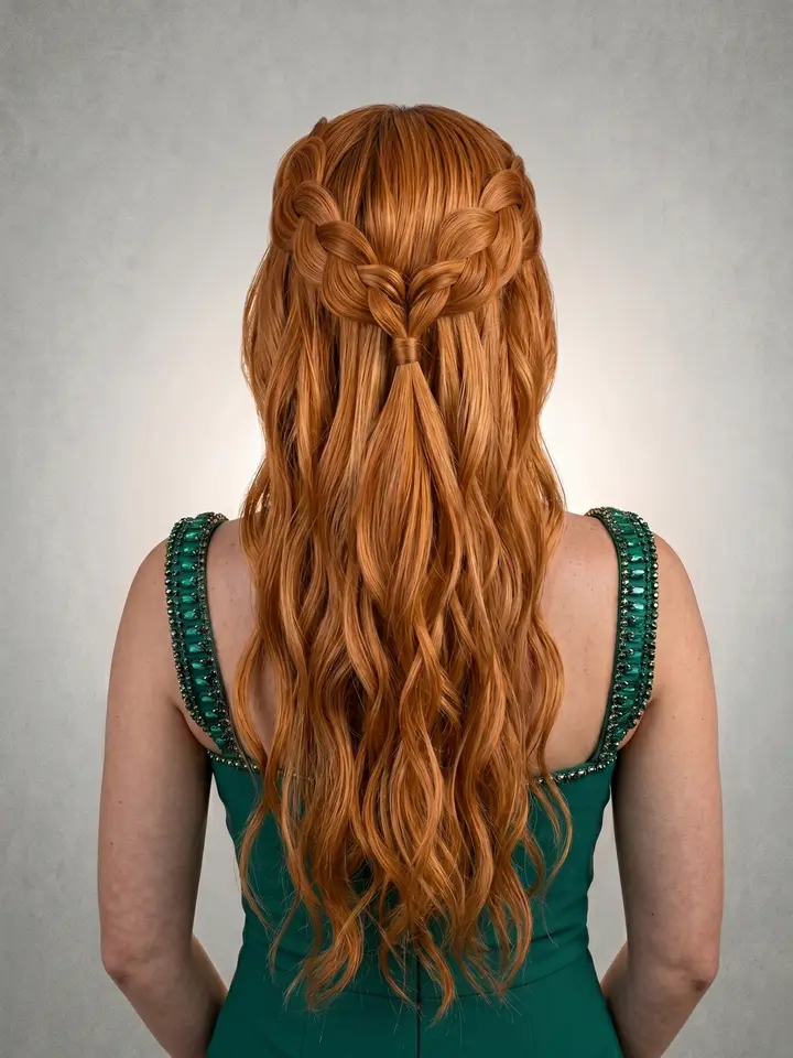 Semi preso com trança 3x1, penteado do curso de penteados profissionais da Amanda Giaretton