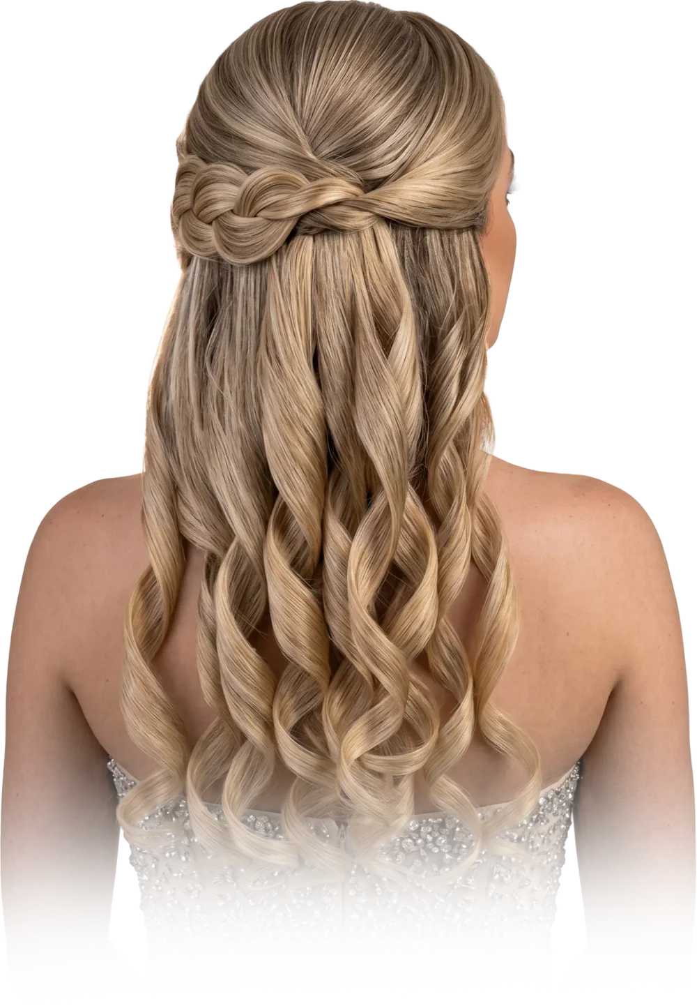 Semi preso com trança e ondas, penteado do curso de penteados profissionais da Amanda Giaretton